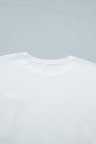 White Color Block Chest Pocket Patched Casual Short Sleeve Top