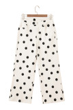 White Polka Dot Print Wide Leg Ankle-Length Jeans