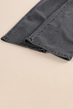 Gray High Waist Button Front Wide Leg Cropped Jeans