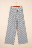 Black Stripe Wide Leg Casual Pants