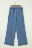 Ashleigh Blue Mineral Wash Drawstring Retro High Waist Wide Leg Western Pants