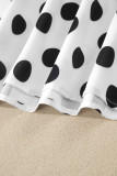 White Polka Dot Print Ruffled Short Sleeve Blouse