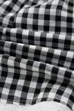 Black Gingham Lace Trim Shorts with Pouch Pockets