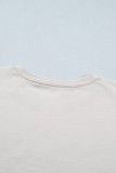 White Retro COWGIRL Print Leopard Ruffle Hem Patchwork T Shirt