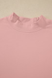 Pink Solid Color High Neck Oversize Tee