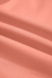 Grapefruit Orange Color Block Flower Patchwork Drawstring Contrasted Elastic Waist Wide Leg Pants