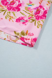 Multicolour Floral Striped Patchwork Trim Half Sleeve Mini Dress