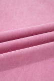 Pink Beaded Side Detail Split Loose Jeans