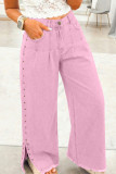 Pink Beaded Side Detail Split Loose Jeans