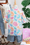Multicolour Vibrant Paisley Printed Button Keyhole Puff Sleeve Blouse