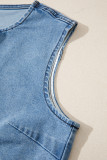 Myosotis Buttoned Front Slit Denim Vest