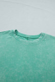 Mint Green Solid Color Cotton Mineral Washed Oversize Tee