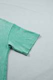 Mint Green Solid Color Cotton Mineral Washed Oversize Tee