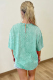 Mint Green Solid Color Cotton Mineral Washed Oversize Tee