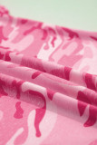 Pink Camouflage Print Crew Neck T Shirt