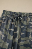 Green Camouflage Print Slim Tank Drawstring Pant Set