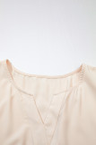 Apricot Plus Size V Neck Lacy Embroidery Patchwork Short Sleeve Maxi Dress