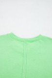 Bright Green Crab Embroidered Patch Loose Round Neck Tee