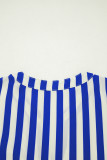Sky Blue Stripe Balloon Sleeve Loose Button up Shirt