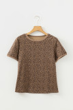 Khaki Fierce Leopard Crew Neck T Shirt