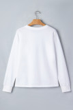 White Solid Color Dropped Shoulder Long Sleeve Top