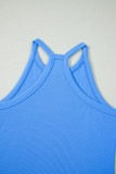 Sky Blue Slim Tank Top Elastic High Waist Shorts 2pcs Outfit