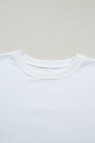 White Solid Color Dropped Shoulder Long Sleeve Top