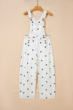 Jet Stream Polka Dot Print Bib Pocket Denim Barrel Overalls Jumpsuit