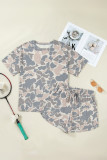Multicolour Camouflage Loose Tee Drawstring Shorts 2pcs Outfit