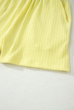 Yellow Cream Solid Color Textured Loose Tank Casual Shorts 2pcs Outfit