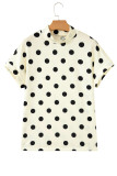 Beige Polka Dot Print High Neck Dolman Top