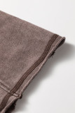 Dark Brown 3/4 Sleeve Mineral Wash Loose Cotton Top