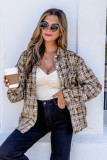 Brown Retro Plaid Long Sleeve Button Down Shirt