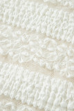White Sheer Lace Textured Patchwork Short Sleeve Top