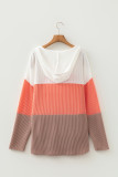 Gold Flame Ribbed Colorblock Hooded Pullover Long Sleeve Top