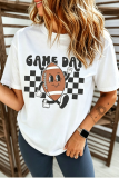 White Playful Game Day Football Printed T Shirt