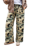 Multicolour Camouflage Print Street Fashion Drawstring Shift Pants
