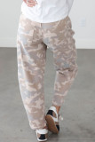 Khaki Camouflage Pattern Pocket Rivet Detail Ankle-Length Harem Fit Jeans