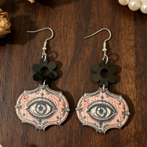 Vintage Gothic All Seeing Eye Wooden Drop Earrings