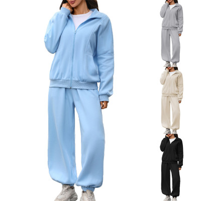Women Zip‑Up Tracksuit Set, Casual Long Sleeve Jacket & Jogger Pants 2‑Piece Outfit