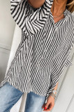 Black Striped Half Sleeve Button-Up Shirt