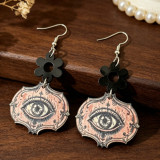 Vintage Gothic All Seeing Eye Wooden Drop Earrings