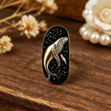 Vintage Silver Whale Enamel  Ring