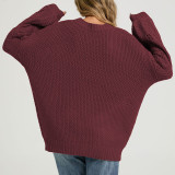 Women Hollow Out Oversized Knit Pullover Sweater