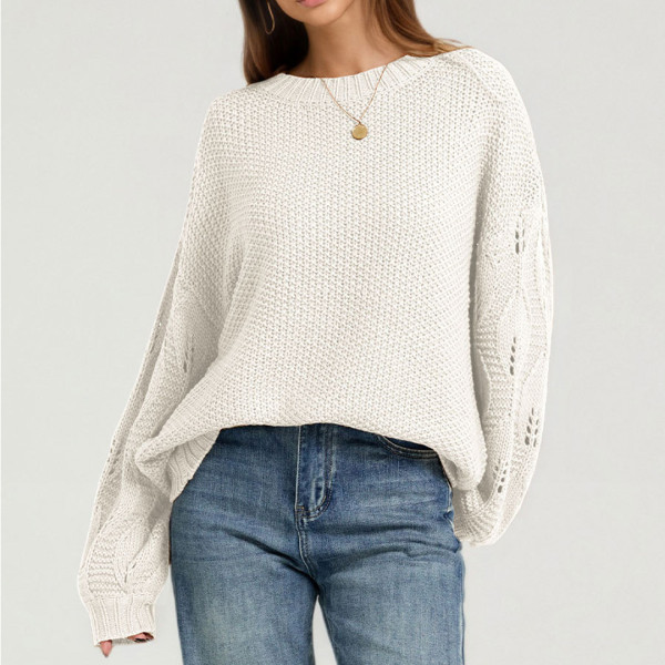 Women Hollow Out Oversized Knit Pullover Sweater