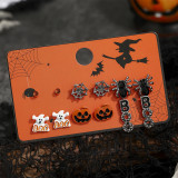 Halloween Ghost Pumpkin Spider Stud Earrings Set