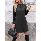 Sleeveless Long Vest Coat Women Button‑Front Wool Blend Midi Waistcoat