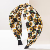 Boho Sunflower Leopard Zebra Print Wide Ruched Headband for Ladies