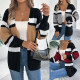 Color Block Striped Loose Knit Open Front Cardigan