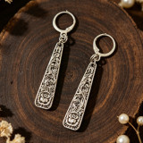 Vintage Floral Bar Leverback Dangle Earrings